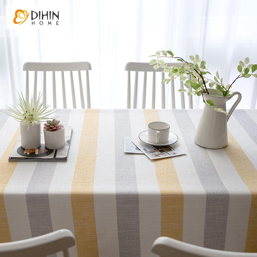 DIHIN HOME Modern Yellow and Grey Strips Printed Tablecloth For Rectangle Tables,Custom Washed Linen Tablecloth,Handmade Rectangle Table Cover Roman Shades Curtains Window Blinds custom curtains blackout curtains curtains for living room sheer curtains curtain fabric linen curtains kitchen curtains velvet curtains pinch pleat curtains bay window curtains outdoor curtains pleated curtains floral curtains dining room curtains kitchen valances drapes for bedroom patio curtains nursery curtains grommet curtains