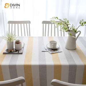 DIHIN HOME Modern Yellow and Grey Strips Printed Tablecloth For Rectangle Tables,Custom Washed Linen Tablecloth,Handmade Rectangle Table Cover Roman Shades Curtains Window Blinds custom curtains blackout curtains curtains for living room sheer curtains curtain fabric linen curtains kitchen curtains velvet curtains pinch pleat curtains bay window curtains outdoor curtains pleated curtains floral curtains dining room curtains kitchen valances drapes for bedroom patio curtains nursery curtains grommet curtains
