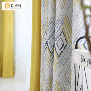 DIHIN HOME Modern Yellow Fabric Geometriy Printed,Blackout Grommet Window Curtain for Living Room ,52x63-inch,1 Panel Roman Shades Curtains Window Blinds custom curtains blackout curtains curtains for living room sheer curtains curtain fabric linen curtains kitchen curtains velvet curtains pinch pleat curtains bay window curtains outdoor curtains pleated curtains floral curtains dining room curtains kitchen valances drapes for bedroom patio curtains nursery curtains grommet curtains