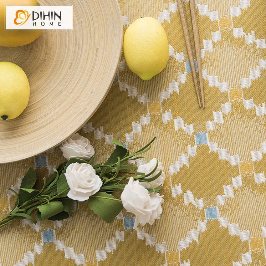 DIHIN HOME Modern Yellow Geometric Printed Tablecloth For Rectangle Tables,Custom Washed Linen Tablecloth,Handmade Rectangle Table Cover Roman Shades Curtains Window Blinds custom curtains blackout curtains curtains for living room sheer curtains curtain fabric linen curtains kitchen curtains velvet curtains pinch pleat curtains bay window curtains outdoor curtains pleated curtains floral curtains dining room curtains kitchen valances drapes for bedroom patio curtains nursery curtains grommet curtains