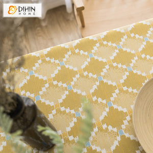DIHIN HOME Modern Yellow Geometric Printed Tablecloth For Rectangle Tables,Custom Washed Linen Tablecloth,Handmade Rectangle Table Cover Roman Shades Curtains Window Blinds custom curtains blackout curtains curtains for living room sheer curtains curtain fabric linen curtains kitchen curtains velvet curtains pinch pleat curtains bay window curtains outdoor curtains pleated curtains floral curtains dining room curtains kitchen valances drapes for bedroom patio curtains nursery curtains grommet curtains