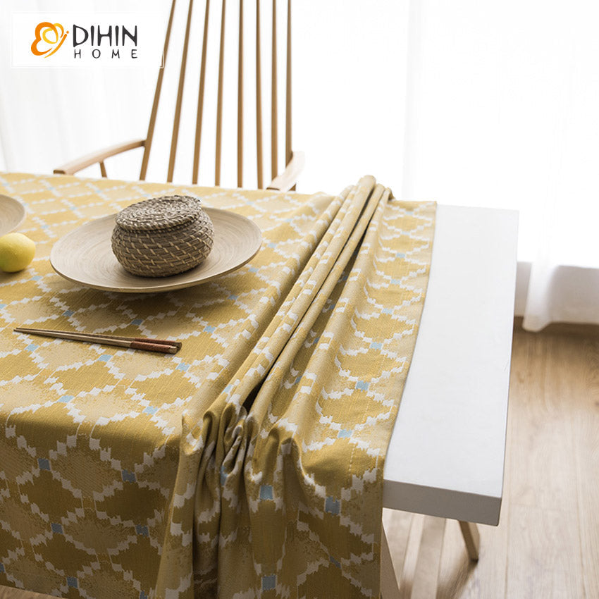 DIHIN HOME Modern Yellow Geometric Printed Tablecloth For Rectangle Tables,Custom Washed Linen Tablecloth,Handmade Rectangle Table Cover Roman Shades Curtains Window Blinds custom curtains blackout curtains curtains for living room sheer curtains curtain fabric linen curtains kitchen curtains velvet curtains pinch pleat curtains bay window curtains outdoor curtains pleated curtains floral curtains dining room curtains kitchen valances drapes for bedroom patio curtains nursery curtains grommet curtains