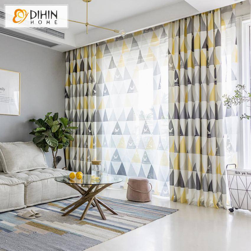DIHIN HOME Modern Yellow Geometric Triangle Printed Curtains ,Blackout Grommet Window Curtain for Living Room ,52x63-inch,1 Panel Roman Shades Curtains Window Blinds custom curtains blackout curtains curtains for living room sheer curtains curtain fabric linen curtains kitchen curtains velvet curtains pinch pleat curtains bay window curtains outdoor curtains pleated curtains floral curtains dining room curtains kitchen valances drapes for bedroom patio curtains nursery curtains grommet curtains