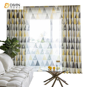 DIHIN HOME Modern Yellow Geometric Triangle Printed Curtains ,Blackout Grommet Window Curtain for Living Room ,52x63-inch,1 Panel Roman Shades Curtains Window Blinds custom curtains blackout curtains curtains for living room sheer curtains curtain fabric linen curtains kitchen curtains velvet curtains pinch pleat curtains bay window curtains outdoor curtains pleated curtains floral curtains dining room curtains kitchen valances drapes for bedroom patio curtains nursery curtains grommet curtains
