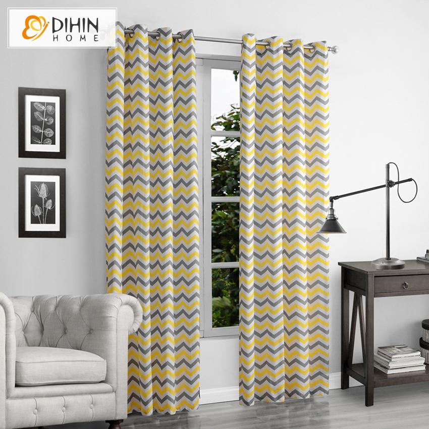 DIHIN HOME Modern Yellow Waves Printed Curtains ,Blackout Grommet Window Curtain for Living Room ,52x63-inch,1 Panel Roman Shades Curtains Window Blinds custom curtains blackout curtains curtains for living room sheer curtains curtain fabric linen curtains kitchen curtains velvet curtains pinch pleat curtains bay window curtains outdoor curtains pleated curtains floral curtains dining room curtains kitchen valances drapes for bedroom patio curtains nursery curtains grommet curtains