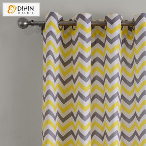 DIHIN HOME Modern Yellow Waves Printed Curtains ,Blackout Grommet Window Curtain for Living Room ,52x63-inch,1 Panel Roman Shades Curtains Window Blinds custom curtains blackout curtains curtains for living room sheer curtains curtain fabric linen curtains kitchen curtains velvet curtains pinch pleat curtains bay window curtains outdoor curtains pleated curtains floral curtains dining room curtains kitchen valances drapes for bedroom patio curtains nursery curtains grommet curtains