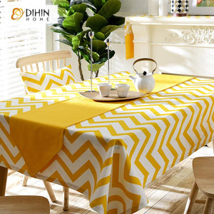 DIHIN HOME Modern Yellow Waves Printed Tablecloth For Rectangle Tables,Custom Washed Linen Tablecloth,Handmade Rectangle Table Cover Roman Shades Curtains Window Blinds custom curtains blackout curtains curtains for living room sheer curtains curtain fabric linen curtains kitchen curtains velvet curtains pinch pleat curtains bay window curtains outdoor curtains pleated curtains floral curtains dining room curtains kitchen valances drapes for bedroom patio curtains nursery curtains grommet curtains