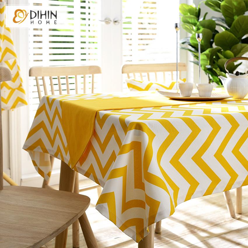 DIHIN HOME Modern Yellow Waves Printed Tablecloth For Rectangle Tables,Custom Washed Linen Tablecloth,Handmade Rectangle Table Cover Roman Shades Curtains Window Blinds custom curtains blackout curtains curtains for living room sheer curtains curtain fabric linen curtains kitchen curtains velvet curtains pinch pleat curtains bay window curtains outdoor curtains pleated curtains floral curtains dining room curtains kitchen valances drapes for bedroom patio curtains nursery curtains grommet curtains