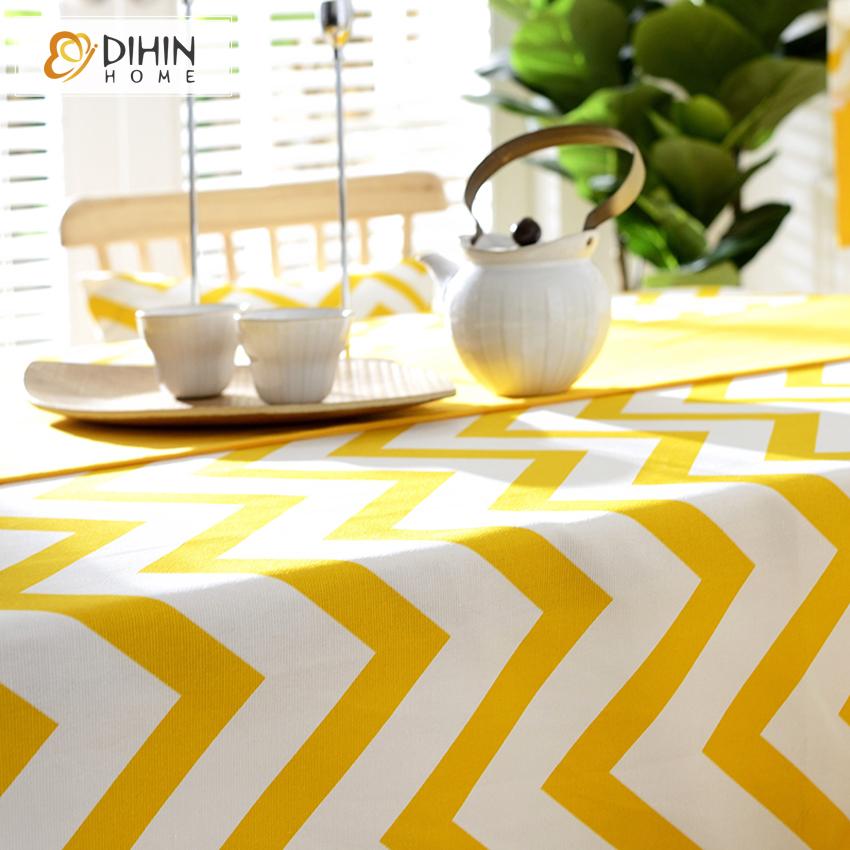 DIHIN HOME Modern Yellow Waves Printed Tablecloth For Rectangle Tables,Custom Washed Linen Tablecloth,Handmade Rectangle Table Cover Roman Shades Curtains Window Blinds custom curtains blackout curtains curtains for living room sheer curtains curtain fabric linen curtains kitchen curtains velvet curtains pinch pleat curtains bay window curtains outdoor curtains pleated curtains floral curtains dining room curtains kitchen valances drapes for bedroom patio curtains nursery curtains grommet curtains