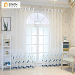 DIHIN HOME Mordern Blue Embroidered Day Curtain,Sheer Curtain,Blackout Grommet Window Curtain for Living Room ,52x63-inch,1 Panel Roman Shades Curtains Window Blinds custom curtains blackout curtains curtains for living room sheer curtains curtain fabric linen curtains kitchen curtains velvet curtains pinch pleat curtains bay window curtains outdoor curtains pleated curtains floral curtains dining room curtains kitchen valances drapes for bedroom patio curtains nursery curtains grommet curtains