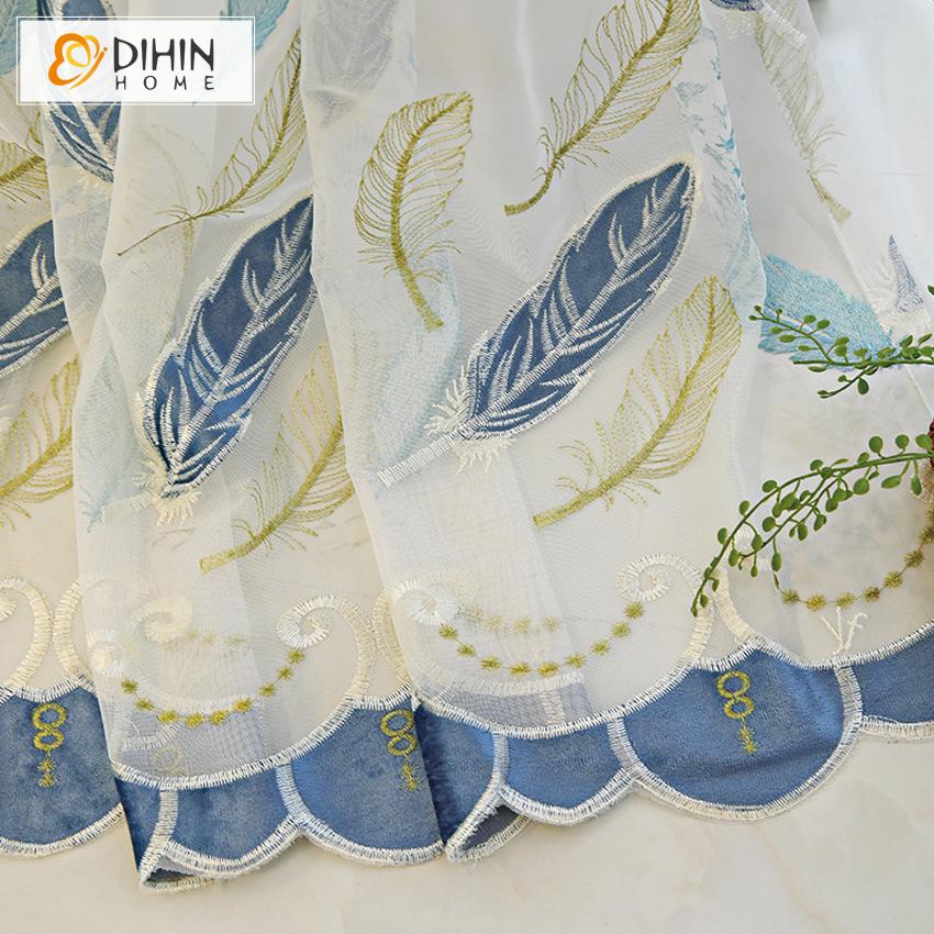 DIHIN HOME Mordern Blue Embroidered Day Curtain,Sheer Curtain,Blackout Grommet Window Curtain for Living Room ,52x63-inch,1 Panel Roman Shades Curtains Window Blinds custom curtains blackout curtains curtains for living room sheer curtains curtain fabric linen curtains kitchen curtains velvet curtains pinch pleat curtains bay window curtains outdoor curtains pleated curtains floral curtains dining room curtains kitchen valances drapes for bedroom patio curtains nursery curtains grommet curtains