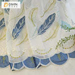 DIHIN HOME Mordern Blue Embroidered Day Curtain,Sheer Curtain,Blackout Grommet Window Curtain for Living Room ,52x63-inch,1 Panel Roman Shades Curtains Window Blinds custom curtains blackout curtains curtains for living room sheer curtains curtain fabric linen curtains kitchen curtains velvet curtains pinch pleat curtains bay window curtains outdoor curtains pleated curtains floral curtains dining room curtains kitchen valances drapes for bedroom patio curtains nursery curtains grommet curtains