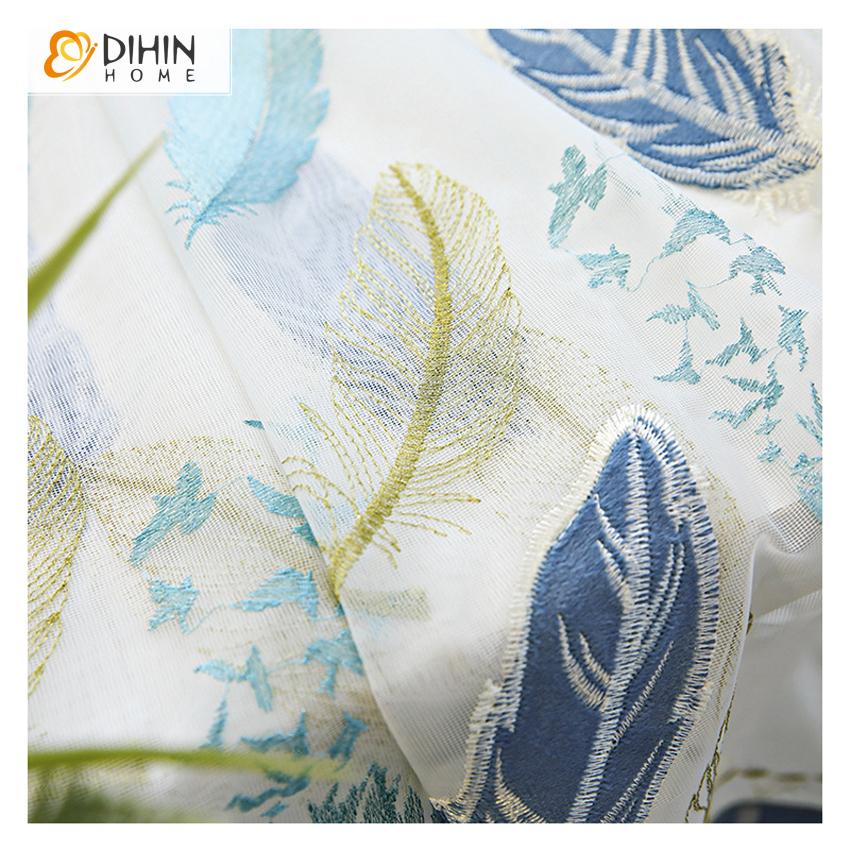 DIHIN HOME Mordern Blue Embroidered Day Curtain,Sheer Curtain,Blackout Grommet Window Curtain for Living Room ,52x63-inch,1 Panel Roman Shades Curtains Window Blinds custom curtains blackout curtains curtains for living room sheer curtains curtain fabric linen curtains kitchen curtains velvet curtains pinch pleat curtains bay window curtains outdoor curtains pleated curtains floral curtains dining room curtains kitchen valances drapes for bedroom patio curtains nursery curtains grommet curtains