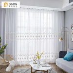 DIHIN HOME Mordern White Flowers Embroidered Day Curtain,Sheer Curtain,Blackout Grommet Window Curtain for Living Room ,52x63-inch,1 Panel Roman Shades Curtains Window Blinds custom curtains blackout curtains curtains for living room sheer curtains curtain fabric linen curtains kitchen curtains velvet curtains pinch pleat curtains bay window curtains outdoor curtains pleated curtains floral curtains dining room curtains kitchen valances drapes for bedroom patio curtains nursery curtains grommet curtains