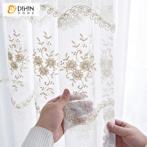 DIHIN HOME Mordern White Flowers Embroidered Day Curtain,Sheer Curtain,Blackout Grommet Window Curtain for Living Room ,52x63-inch,1 Panel Roman Shades Curtains Window Blinds custom curtains blackout curtains curtains for living room sheer curtains curtain fabric linen curtains kitchen curtains velvet curtains pinch pleat curtains bay window curtains outdoor curtains pleated curtains floral curtains dining room curtains kitchen valances drapes for bedroom patio curtains nursery curtains grommet curtains