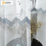 DIHIN HOME Mordern White Geometric Waves Embroidered Day Curtain,Sheer Curtain,Blackout Grommet Window Curtain for Living Room ,52x63-inch,1 Panel Roman Shades Curtains Window Blinds custom curtains blackout curtains curtains for living room sheer curtains curtain fabric linen curtains kitchen curtains velvet curtains pinch pleat curtains bay window curtains outdoor curtains pleated curtains floral curtains dining room curtains kitchen valances drapes for bedroom patio curtains nursery curtains grommet curt