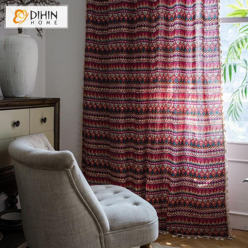 DIHIN HOME National Style Curtains With Lace ,Blackout Grommet Window Curtain for Living Room ,52x63-inch,1 Panel Roman Shades Curtains Window Blinds custom curtains blackout curtains curtains for living room sheer curtains curtain fabric linen curtains kitchen curtains velvet curtains pinch pleat curtains bay window curtains outdoor curtains pleated curtains floral curtains dining room curtains kitchen valances drapes for bedroom patio curtains nursery curtains grommet curtains