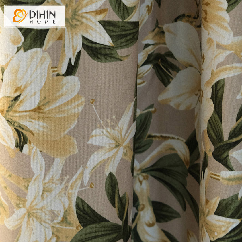 DIHIN HOME Natural Flower Printed,Blackout Grommet Window Curtain for Living Room ,52x63-inch,1 Panel Roman Shades Curtains Window Blinds custom curtains blackout curtains curtains for living room sheer curtains curtain fabric linen curtains kitchen curtains velvet curtains pinch pleat curtains bay window curtains outdoor curtains pleated curtains floral curtains dining room curtains kitchen valances drapes for bedroom patio curtains nursery curtains grommet curtains
