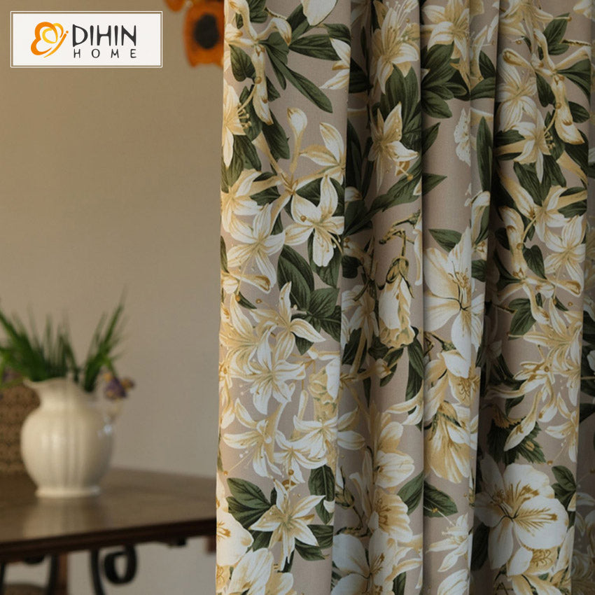 DIHIN HOME Natural Flower Printed,Blackout Grommet Window Curtain for Living Room ,52x63-inch,1 Panel Roman Shades Curtains Window Blinds custom curtains blackout curtains curtains for living room sheer curtains curtain fabric linen curtains kitchen curtains velvet curtains pinch pleat curtains bay window curtains outdoor curtains pleated curtains floral curtains dining room curtains kitchen valances drapes for bedroom patio curtains nursery curtains grommet curtains
