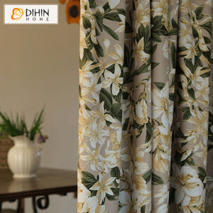 DIHIN HOME Natural Flower Printed,Blackout Grommet Window Curtain for Living Room ,52x63-inch,1 Panel Roman Shades Curtains Window Blinds custom curtains blackout curtains curtains for living room sheer curtains curtain fabric linen curtains kitchen curtains velvet curtains pinch pleat curtains bay window curtains outdoor curtains pleated curtains floral curtains dining room curtains kitchen valances drapes for bedroom patio curtains nursery curtains grommet curtains