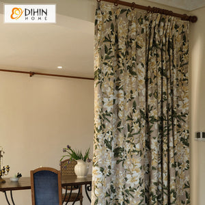 DIHIN HOME Natural Flower Printed,Blackout Grommet Window Curtain for Living Room ,52x63-inch,1 Panel Roman Shades Curtains Window Blinds custom curtains blackout curtains curtains for living room sheer curtains curtain fabric linen curtains kitchen curtains velvet curtains pinch pleat curtains bay window curtains outdoor curtains pleated curtains floral curtains dining room curtains kitchen valances drapes for bedroom patio curtains nursery curtains grommet curtains