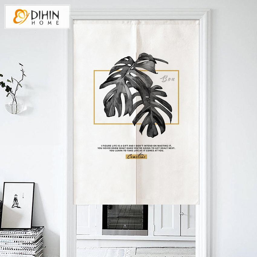 DIHIN HOME Natural Garden Banana Leaves Printed Japanese Noren Doorway Curtain Tapestry,Cotton Linen,Door Way Curtain Door Hanging Tapestry,33.5''Wx59''L,1 Panel Roman Shades Window Curtains Curtains Window Blinds Curtains Drapes linen drapery curtains and drapes windows drapes custom curtains blackout curtains curtains for living room window shades sheer curtains curtain fabric window treatments custom drapery
