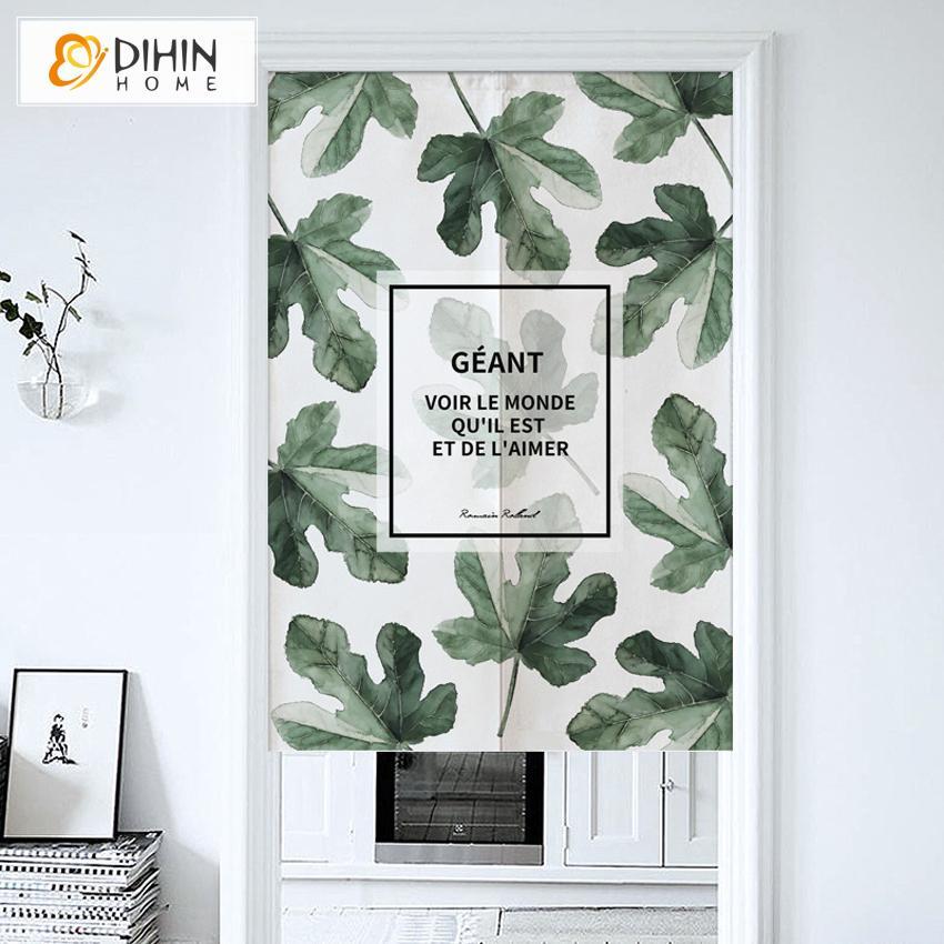 DIHIN HOME Natural Leaf Printed Japanese Noren Doorway Curtain Tapestry,Cotton Linen,Door Way Curtain Door Hanging Tapestry,33.5''Wx59''L,1 Panel Roman Shades Window Curtains Curtains Window Blinds Curtains Drapes linen drapery curtains and drapes windows drapes custom curtains blackout curtains curtains for living room window shades sheer curtains curtain fabric window treatments custom drapery