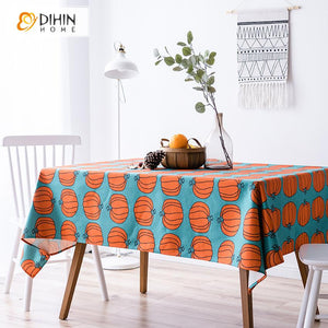 DIHIN HOME Natural Pumpkin Printed Tablecloth For Rectangle Tables,Custom Washed Linen Tablecloth,Handmade Rectangle Table Cover Roman Shades Window Curtains Curtains Window Blinds Curtains Drapes linen drapery curtains and drapes windows drapes custom curtains blackout curtains curtains for living room window shades sheer curtains curtain fabric window treatments custom drapery