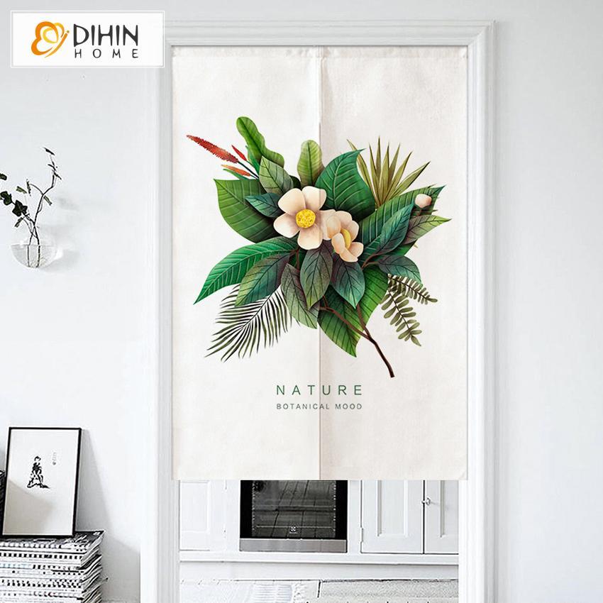 DIHIN HOME Nature Botanical Mood Printed Japanese Noren Doorway Curtain Tapestry,Cotton Linen,Door Way Curtain Door Hanging Tapestry,33.5''Wx59''L,1 Panel Roman Shades Window Curtains Curtains Window Blinds Curtains Drapes linen drapery curtains and drapes windows drapes custom curtains blackout curtains curtains for living room window shades sheer curtains curtain fabric window treatments custom drapery