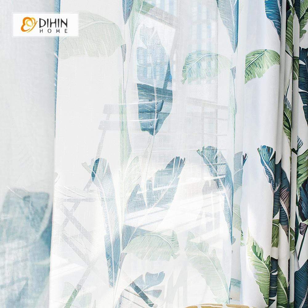 DIHIN HOME Neat Blue and Green Leaves Printed，Blackout Grommet Window Curtain for Living Room ,52x63-inch,1 Panel Roman Shades Curtains Window Blinds custom curtains blackout curtains curtains for living room sheer curtains curtain fabric linen curtains kitchen curtains velvet curtains pinch pleat curtains bay window curtains outdoor curtains pleated curtains floral curtains dining room curtains kitchen valances drapes for bedroom patio curtains nursery curtains grommet curtains