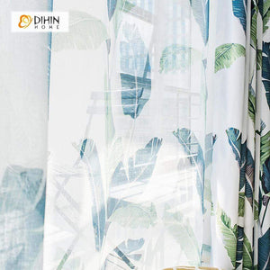 DIHIN HOME Neat Blue and Green Leaves Printed，Blackout Grommet Window Curtain for Living Room ,52x63-inch,1 Panel Roman Shades Curtains Window Blinds custom curtains blackout curtains curtains for living room sheer curtains curtain fabric linen curtains kitchen curtains velvet curtains pinch pleat curtains bay window curtains outdoor curtains pleated curtains floral curtains dining room curtains kitchen valances drapes for bedroom patio curtains nursery curtains grommet curtains