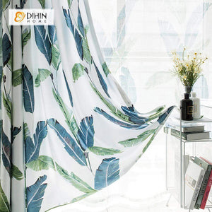 DIHIN HOME Neat Blue and Green Leaves Printed，Blackout Grommet Window Curtain for Living Room ,52x63-inch,1 Panel Roman Shades Curtains Window Blinds custom curtains blackout curtains curtains for living room sheer curtains curtain fabric linen curtains kitchen curtains velvet curtains pinch pleat curtains bay window curtains outdoor curtains pleated curtains floral curtains dining room curtains kitchen valances drapes for bedroom patio curtains nursery curtains grommet curtains