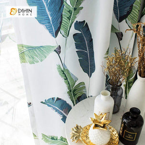 DIHIN HOME Neat Blue and Green Leaves Printed，Blackout Grommet Window Curtain for Living Room ,52x63-inch,1 Panel Roman Shades Curtains Window Blinds custom curtains blackout curtains curtains for living room sheer curtains curtain fabric linen curtains kitchen curtains velvet curtains pinch pleat curtains bay window curtains outdoor curtains pleated curtains floral curtains dining room curtains kitchen valances drapes for bedroom patio curtains nursery curtains grommet curtains