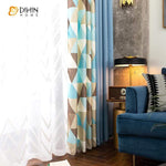 DIHIN HOME Neat Blue with Triangle Spliced Curtains，Blackout Grommet Window Curtain for Living Room ,52x63-inch,1 Panel Roman Shades Curtains Window Blinds custom curtains blackout curtains curtains for living room sheer curtains curtain fabric linen curtains kitchen curtains velvet curtains pinch pleat curtains bay window curtains outdoor curtains pleated curtains floral curtains dining room curtains kitchen valances drapes for bedroom patio curtains nursery curtains grommet curtains