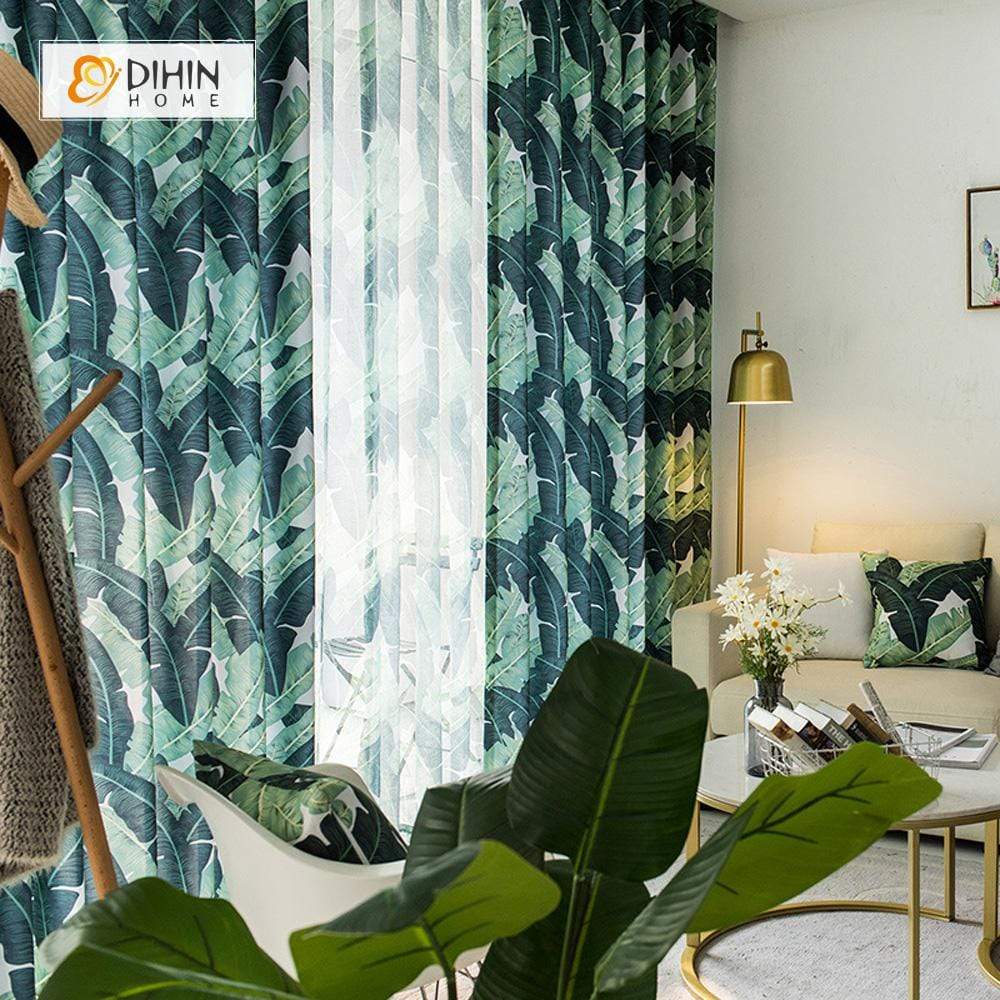 DIHIN HOME Neat Leaves Printed，Blackout Grommet Window Curtain for Living Room ,52x63-inch,1 Panel Roman Shades Curtains Window Blinds custom curtains blackout curtains curtains for living room sheer curtains curtain fabric linen curtains kitchen curtains velvet curtains pinch pleat curtains bay window curtains outdoor curtains pleated curtains floral curtains dining room curtains kitchen valances drapes for bedroom patio curtains nursery curtains grommet curtains