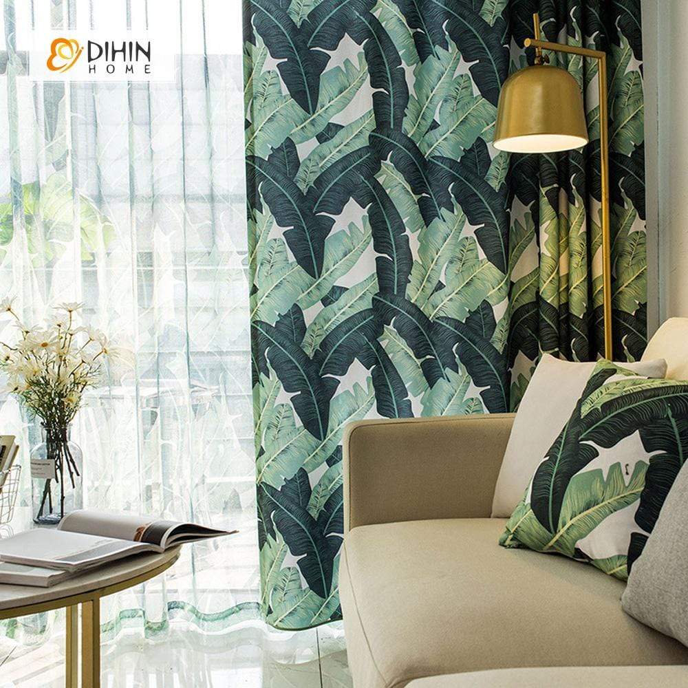 DIHIN HOME Neat Leaves Printed，Blackout Grommet Window Curtain for Living Room ,52x63-inch,1 Panel Roman Shades Curtains Window Blinds custom curtains blackout curtains curtains for living room sheer curtains curtain fabric linen curtains kitchen curtains velvet curtains pinch pleat curtains bay window curtains outdoor curtains pleated curtains floral curtains dining room curtains kitchen valances drapes for bedroom patio curtains nursery curtains grommet curtains
