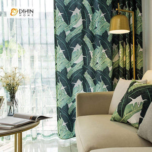 DIHIN HOME Neat Leaves Printed，Blackout Grommet Window Curtain for Living Room ,52x63-inch,1 Panel Roman Shades Curtains Window Blinds custom curtains blackout curtains curtains for living room sheer curtains curtain fabric linen curtains kitchen curtains velvet curtains pinch pleat curtains bay window curtains outdoor curtains pleated curtains floral curtains dining room curtains kitchen valances drapes for bedroom patio curtains nursery curtains grommet curtains