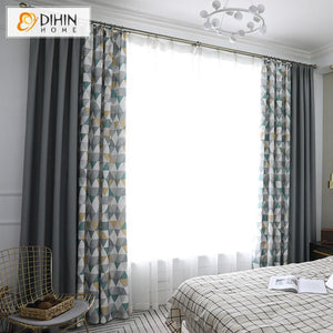 DIHIN HOME Neat Triangle Cotton Linen Printed,Blackout Grommet Window Curtain for Living Room ,52x63-inch,1 Panel Roman Shades Curtains Window Blinds custom curtains blackout curtains curtains for living room sheer curtains curtain fabric linen curtains kitchen curtains velvet curtains pinch pleat curtains bay window curtains outdoor curtains pleated curtains floral curtains dining room curtains kitchen valances drapes for bedroom patio curtains nursery curtains grommet curtains