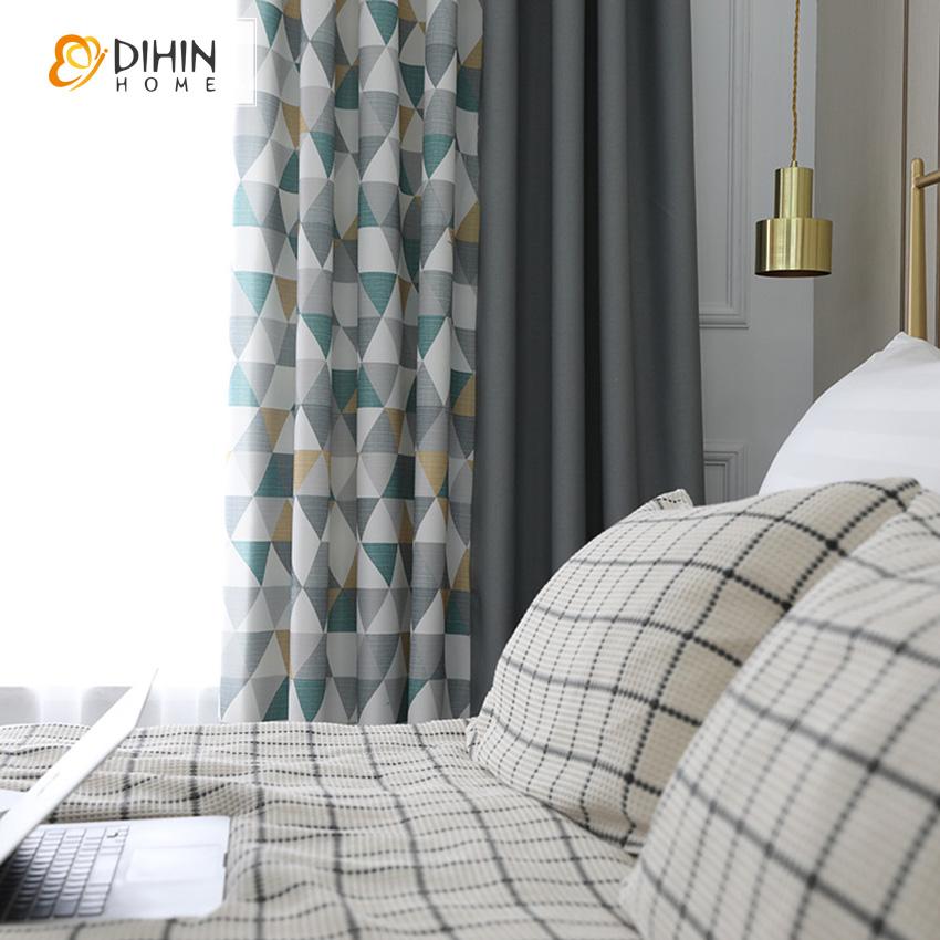 DIHIN HOME Neat Triangle Cotton Linen Printed,Blackout Grommet Window Curtain for Living Room ,52x63-inch,1 Panel Roman Shades Curtains Window Blinds custom curtains blackout curtains curtains for living room sheer curtains curtain fabric linen curtains kitchen curtains velvet curtains pinch pleat curtains bay window curtains outdoor curtains pleated curtains floral curtains dining room curtains kitchen valances drapes for bedroom patio curtains nursery curtains grommet curtains