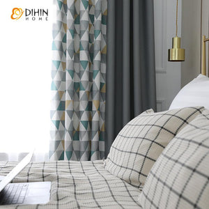 DIHIN HOME Neat Triangle Cotton Linen Printed,Blackout Grommet Window Curtain for Living Room ,52x63-inch,1 Panel Roman Shades Curtains Window Blinds custom curtains blackout curtains curtains for living room sheer curtains curtain fabric linen curtains kitchen curtains velvet curtains pinch pleat curtains bay window curtains outdoor curtains pleated curtains floral curtains dining room curtains kitchen valances drapes for bedroom patio curtains nursery curtains grommet curtains