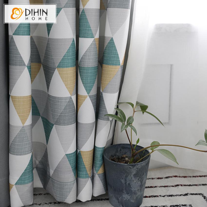 DIHIN HOME Neat Triangle Cotton Linen Printed,Blackout Grommet Window Curtain for Living Room ,52x63-inch,1 Panel Roman Shades Curtains Window Blinds custom curtains blackout curtains curtains for living room sheer curtains curtain fabric linen curtains kitchen curtains velvet curtains pinch pleat curtains bay window curtains outdoor curtains pleated curtains floral curtains dining room curtains kitchen valances drapes for bedroom patio curtains nursery curtains grommet curtains