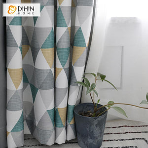 DIHIN HOME Neat Triangle Cotton Linen Printed,Blackout Grommet Window Curtain for Living Room ,52x63-inch,1 Panel Roman Shades Curtains Window Blinds custom curtains blackout curtains curtains for living room sheer curtains curtain fabric linen curtains kitchen curtains velvet curtains pinch pleat curtains bay window curtains outdoor curtains pleated curtains floral curtains dining room curtains kitchen valances drapes for bedroom patio curtains nursery curtains grommet curtains