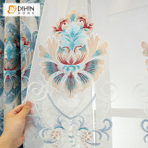 DIHIN HOME New Arrival Blue Color Embroidered Curtain Customized Valance ,Blackout Curtains Grommet Window Curtain for Living Room ,52x84-inch,1 Panel Roman Shades Curtains Window Blinds custom curtains blackout curtains curtains for living room sheer curtains curtain fabric linen curtains kitchen curtains velvet curtains pinch pleat curtains bay window curtains outdoor curtains pleated curtains floral curtains dining room curtains kitchen valances drapes for bedroom patio curtains nursery curtains grommet 