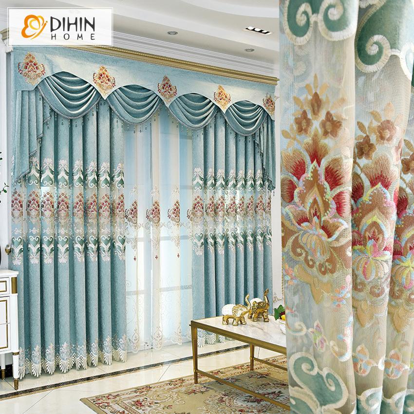 DIHIN HOME New Arrival Embroidered Curtain Customized Valance ,Blackout Curtains Grommet Window Curtain for Living Room ,52x84-inch,1 Panel Roman Shades Curtains Window Blinds custom curtains blackout curtains curtains for living room sheer curtains curtain fabric linen curtains kitchen curtains velvet curtains pinch pleat curtains bay window curtains outdoor curtains pleated curtains floral curtains dining room curtains kitchen valances drapes for bedroom patio curtains nursery curtains grommet curtains