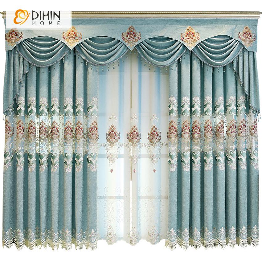 DIHIN HOME New Arrival Embroidered Curtain Customized Valance ,Blackout Curtains Grommet Window Curtain for Living Room ,52x84-inch,1 Panel Roman Shades Curtains Window Blinds custom curtains blackout curtains curtains for living room sheer curtains curtain fabric linen curtains kitchen curtains velvet curtains pinch pleat curtains bay window curtains outdoor curtains pleated curtains floral curtains dining room curtains kitchen valances drapes for bedroom patio curtains nursery curtains grommet curtains