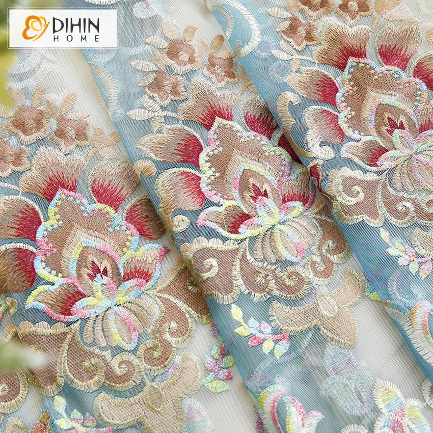 DIHIN HOME New Arrival Embroidered Curtain Customized Valance ,Blackout Curtains Grommet Window Curtain for Living Room ,52x84-inch,1 Panel Roman Shades Curtains Window Blinds custom curtains blackout curtains curtains for living room sheer curtains curtain fabric linen curtains kitchen curtains velvet curtains pinch pleat curtains bay window curtains outdoor curtains pleated curtains floral curtains dining room curtains kitchen valances drapes for bedroom patio curtains nursery curtains grommet curtains