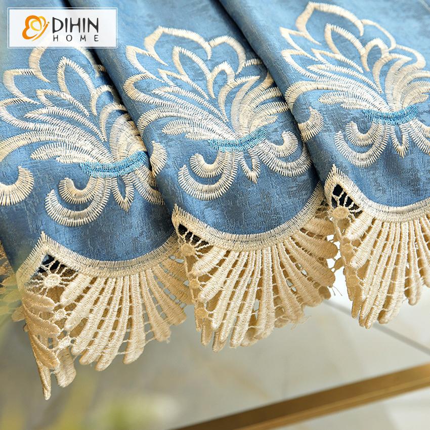 DIHIN HOME New Arrival European Blue Color Embroidered Curtains Roral Valance ,Blackout Curtains Grommet Window Curtain for Living Room ,52x84-inch,1 Panel Roman Shades Curtains Window Blinds custom curtains blackout curtains curtains for living room sheer curtains curtain fabric linen curtains kitchen curtains velvet curtains pinch pleat curtains bay window curtains outdoor curtains pleated curtains floral curtains dining room curtains kitchen valances drapes for bedroom patio curtains nursery curtains gro