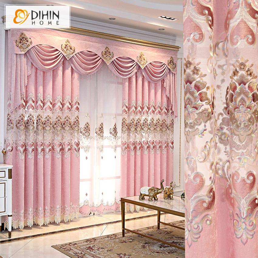 DIHIN HOME New Arrival Pink Color Embroidered Curtain Customized Valance ,Blackout Curtains Grommet Window Curtain for Living Room ,52x84-inch,1 Panel Roman Shades Curtains Window Blinds custom curtains blackout curtains curtains for living room sheer curtains curtain fabric linen curtains kitchen curtains velvet curtains pinch pleat curtains bay window curtains outdoor curtains pleated curtains floral curtains dining room curtains kitchen valances drapes for bedroom patio curtains nursery curtains grommet 