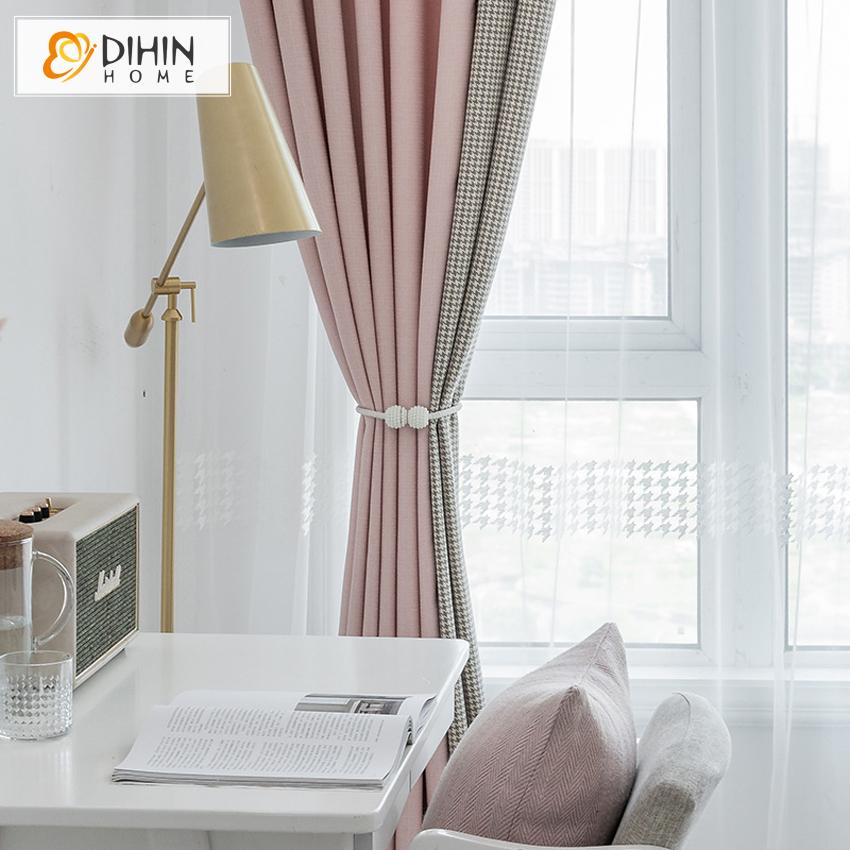 DIHIN HOME New Arrival Pink Color Fabric With Houndstooth Jacquard,Blackout Grommet Window Curtain for Living Room ,52x63-inch,1 Panel Roman Shades Curtains Window Blinds custom curtains blackout curtains curtains for living room sheer curtains curtain fabric linen curtains kitchen curtains velvet curtains pinch pleat curtains bay window curtains outdoor curtains pleated curtains floral curtains dining room curtains kitchen valances drapes for bedroom patio curtains nursery curtains grommet curtains