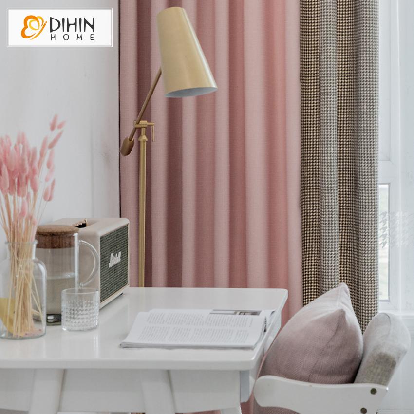 DIHIN HOME New Arrival Pink Color Fabric With Houndstooth Jacquard,Blackout Grommet Window Curtain for Living Room ,52x63-inch,1 Panel Roman Shades Curtains Window Blinds custom curtains blackout curtains curtains for living room sheer curtains curtain fabric linen curtains kitchen curtains velvet curtains pinch pleat curtains bay window curtains outdoor curtains pleated curtains floral curtains dining room curtains kitchen valances drapes for bedroom patio curtains nursery curtains grommet curtains